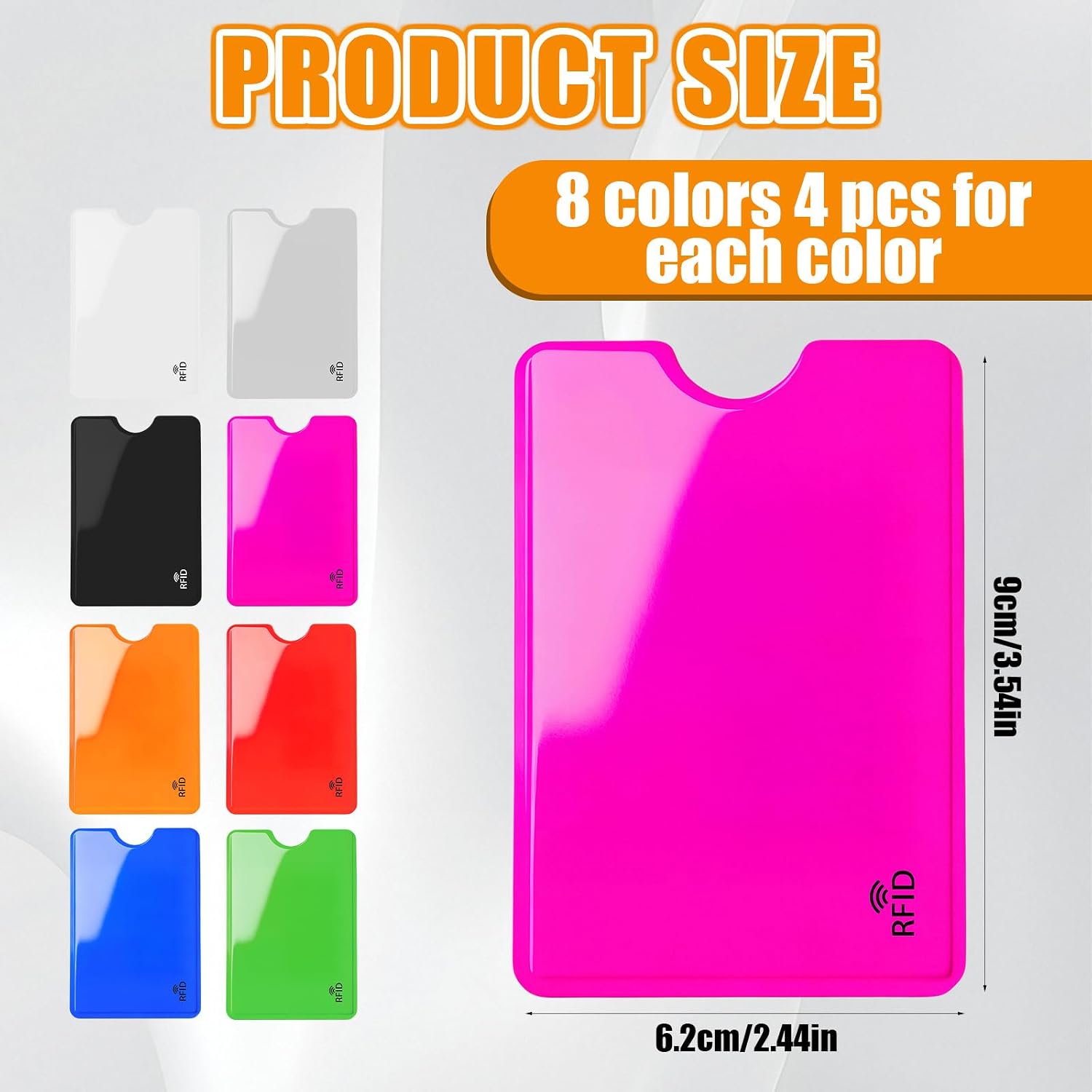 Notoke 32Pcs RFID Blocking Sleeves - Colorful Credit Card Protector Cover - 3.5 x 2.4 inch Anti-Theft Credit Card Holder - Travel RFID Blocker Envelopes Fits Bags & Purses, 8 Colors