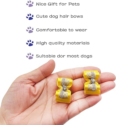 Miniatura 4 de PET SHOW 20 unids/10 pares de lazos brillantes para el pelo de perros pequeños con bandas de goma para gatos cachorros aseo Topknot accesorios para