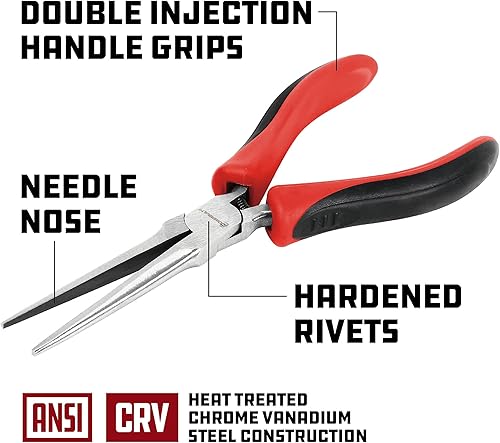 Miniatura 3 de Alltrade 640410 - Alicates de punta de aguja de 6 pulgadas, color rojo