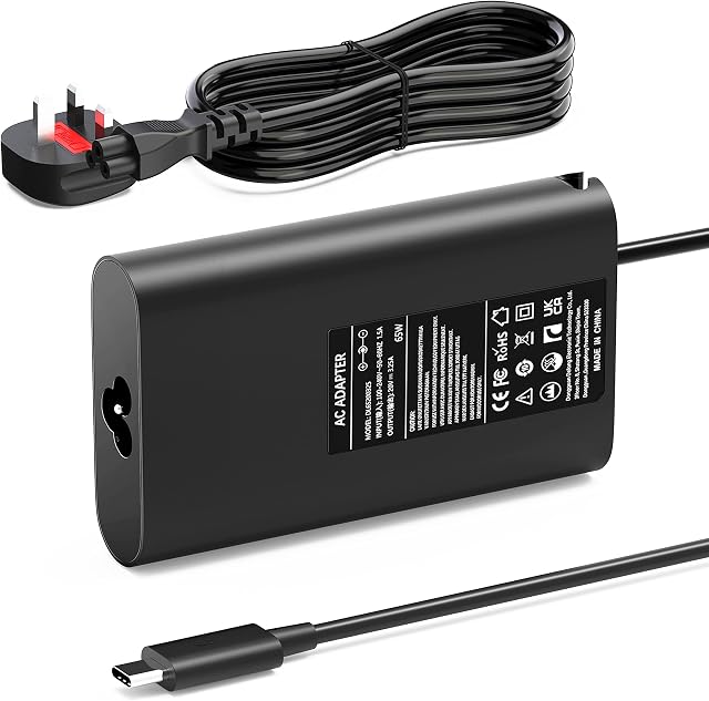 65W USB C Laptop Charger for Dell Latitude 5420 5520 5320 7420 7410 7320 7310 7210 5410 9410 9510, XPS 13 12 9250 9350 9360 9370 9380 7390, Chromebook 3100 3380 3400 5190 Type C Power Supply Adapter
