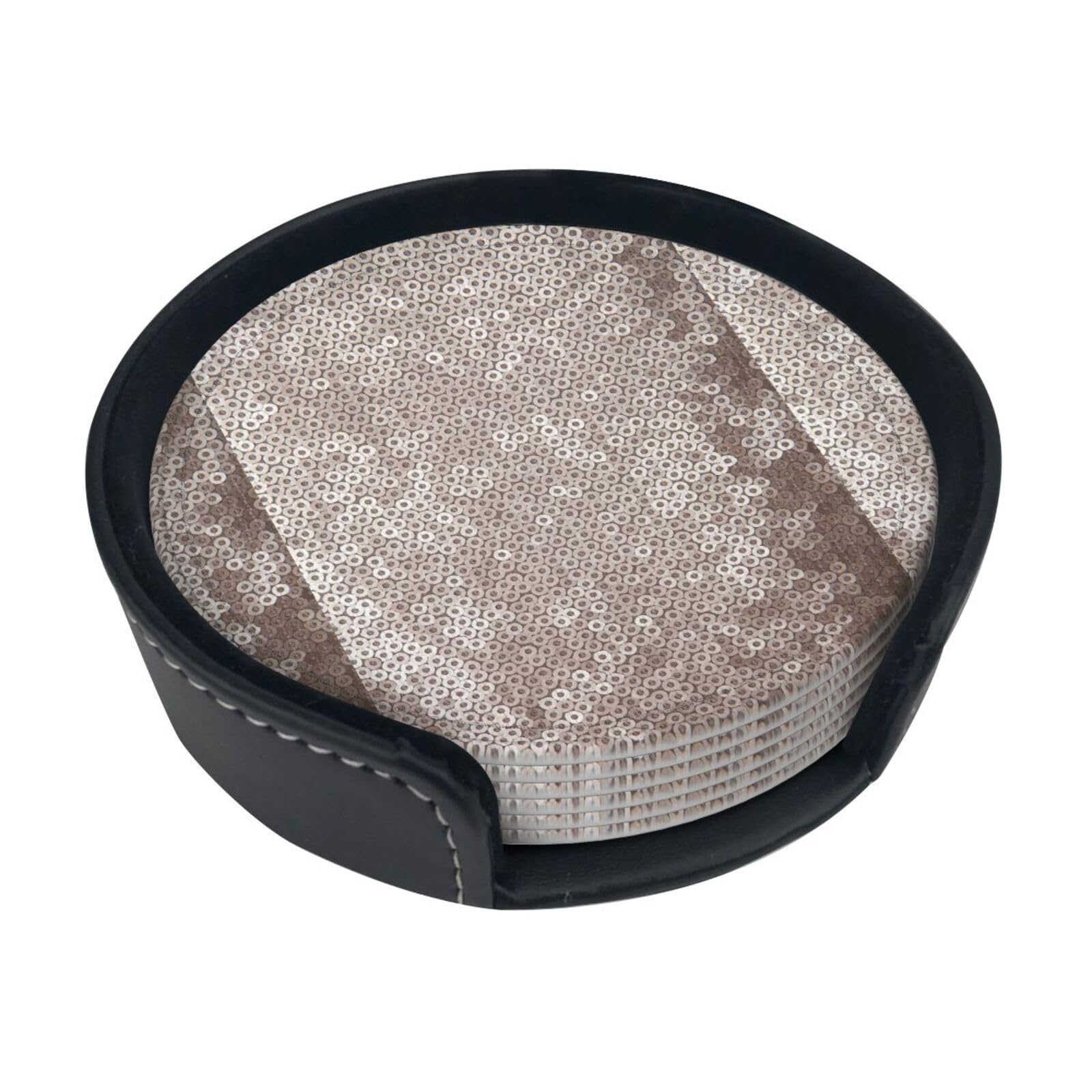 Classic Snake Skin Print Round Coasters Set Of 6,Coaster For Tabletop Protection Home Bar Decor