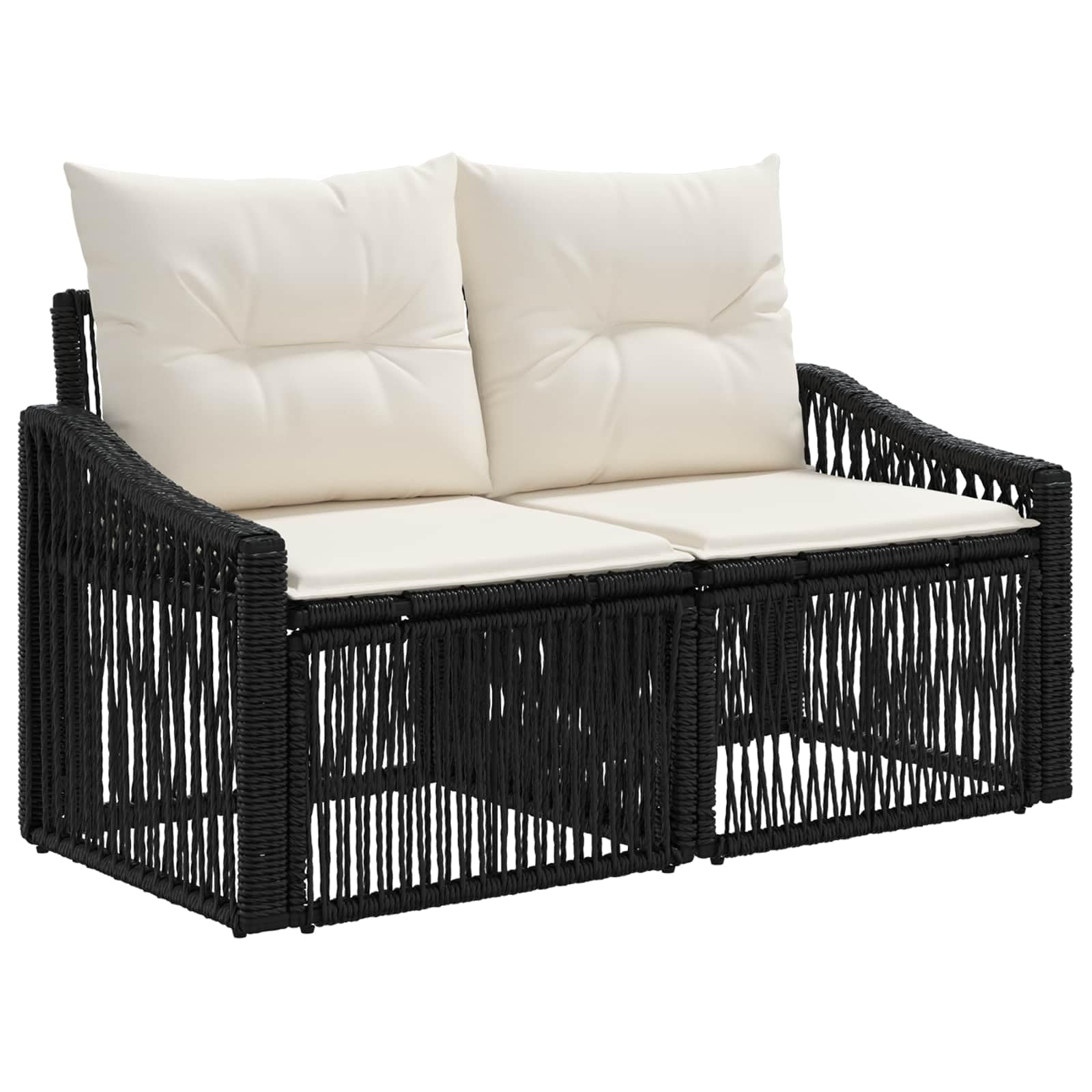 Set di divani da giardino in polyrattan da 12 pezzi, colore nero | Salotto angolare modulare per terrazza e giardino con 11 posti e fodere lavabili.