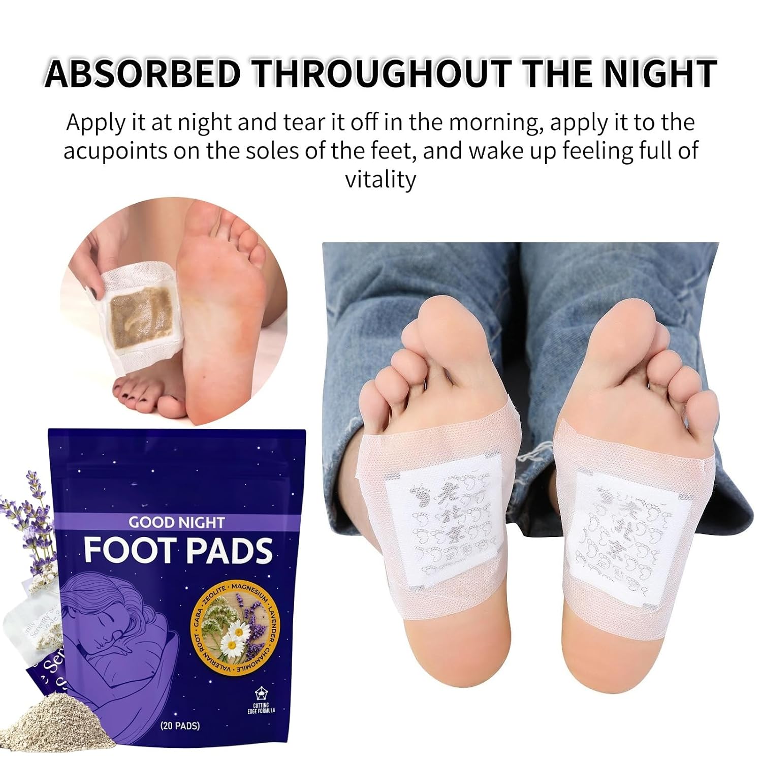 nexara sleep foot patches, Lavender Herbal Foot Pads for Night Routine, Aromatherapy Foot Care Patches Relaxing Self Care Foot Pads