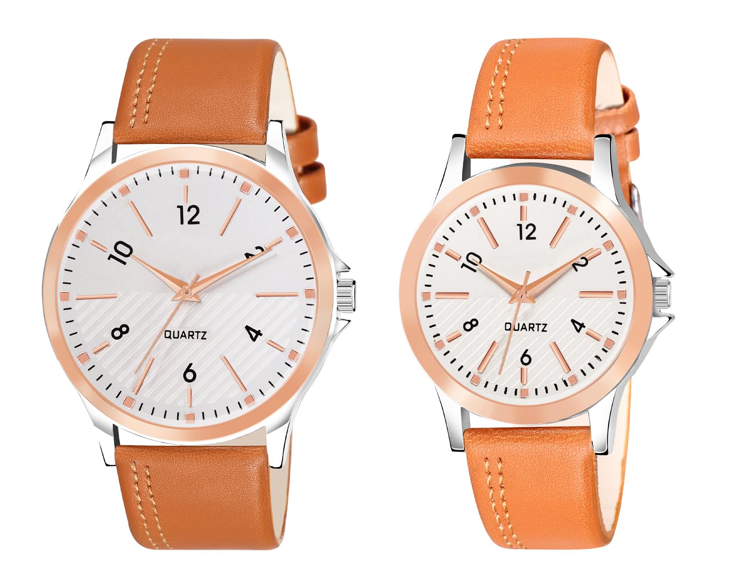 Shocknshop Leather Analogue Unisex Couple Combo Watch For Men & Women (White Dial & Brown Colored Strap) -Lr94-341, Brown Band (B0CD2BQD7N) Amazon Price History, Amazon Price Tracker
