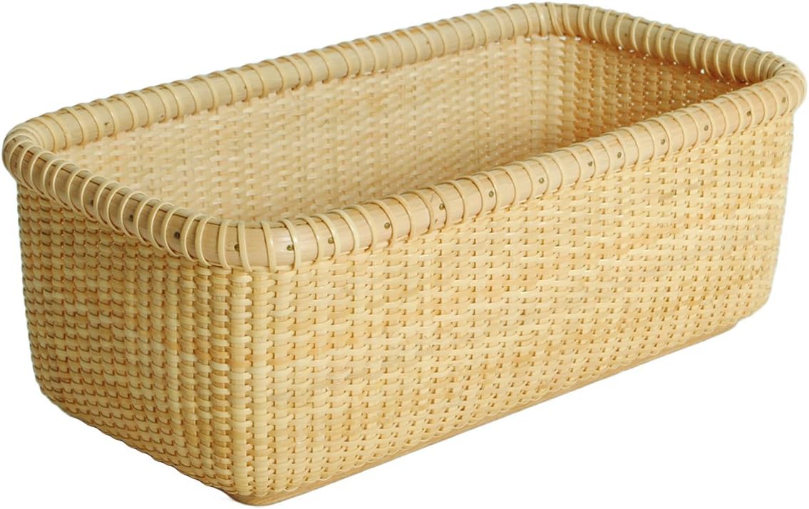Basket Natural Rattan Wooden Storage Box -Cane-on-cane weave Nantucket Basket– Cabinet and Shelf Basket Organizer with - Multi-Purpose Organizer