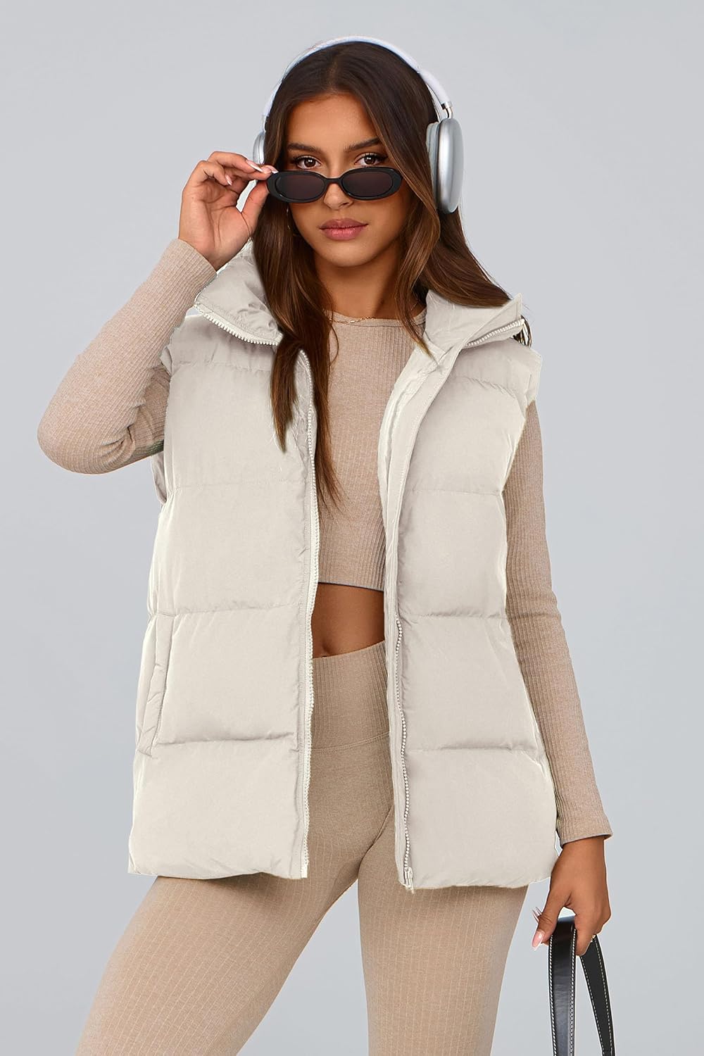 PRETTYGARDEN Women's Puffer Jacket Vests 2026 Fall Casual Sleeveless Stand Collar Zip Up Coats Warm Winter Outerwear - Image 8