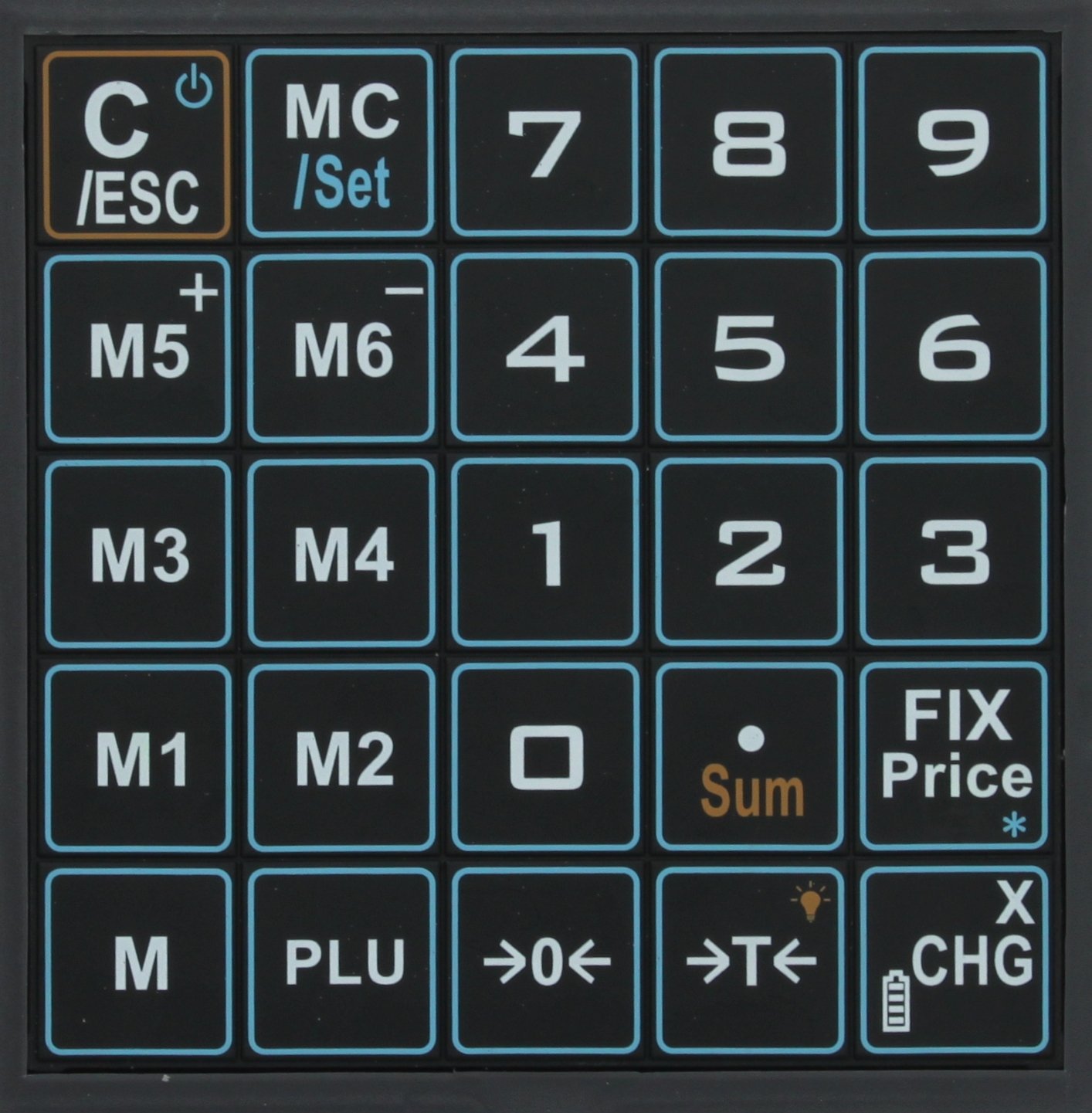 Ladenwaage WKA-30PS-H 15/30 kg geeicht, Batteriewaage, Hochanzeige | Preisrechnend, 70 PLU, Tara-Fixierung, beleuchtetes LCD, Softtouch-Tastatur, IP64 spritzwassergeschützt, 3x Mono-D