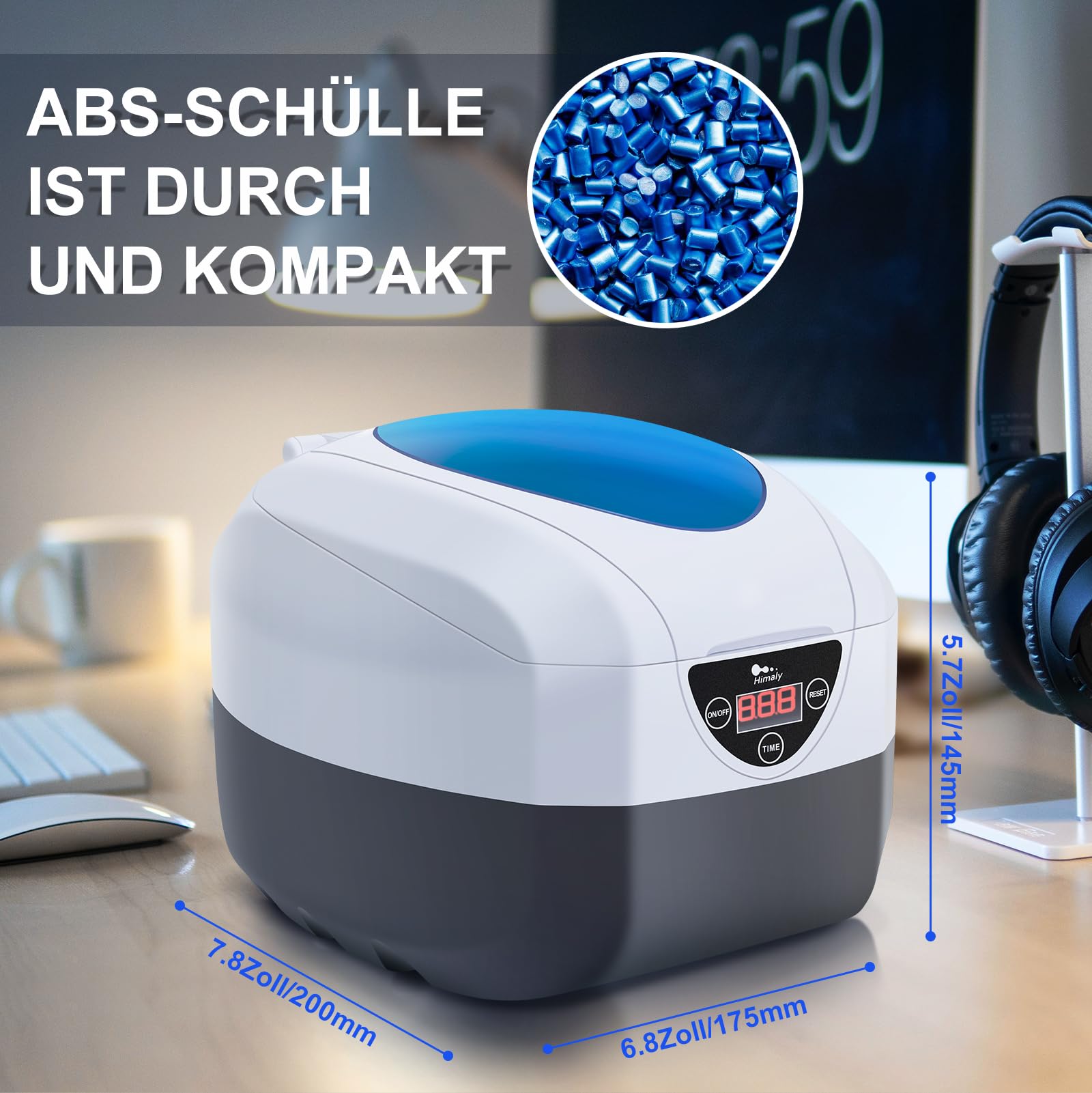 himaly Pulitore ad Ultrasuoni, 750ML Lavatrice ad Ultrasuoni Professionale per Gioielli，Pulizia di Occhiali, Gioielli, Orologi, Anelli, Collane ECC