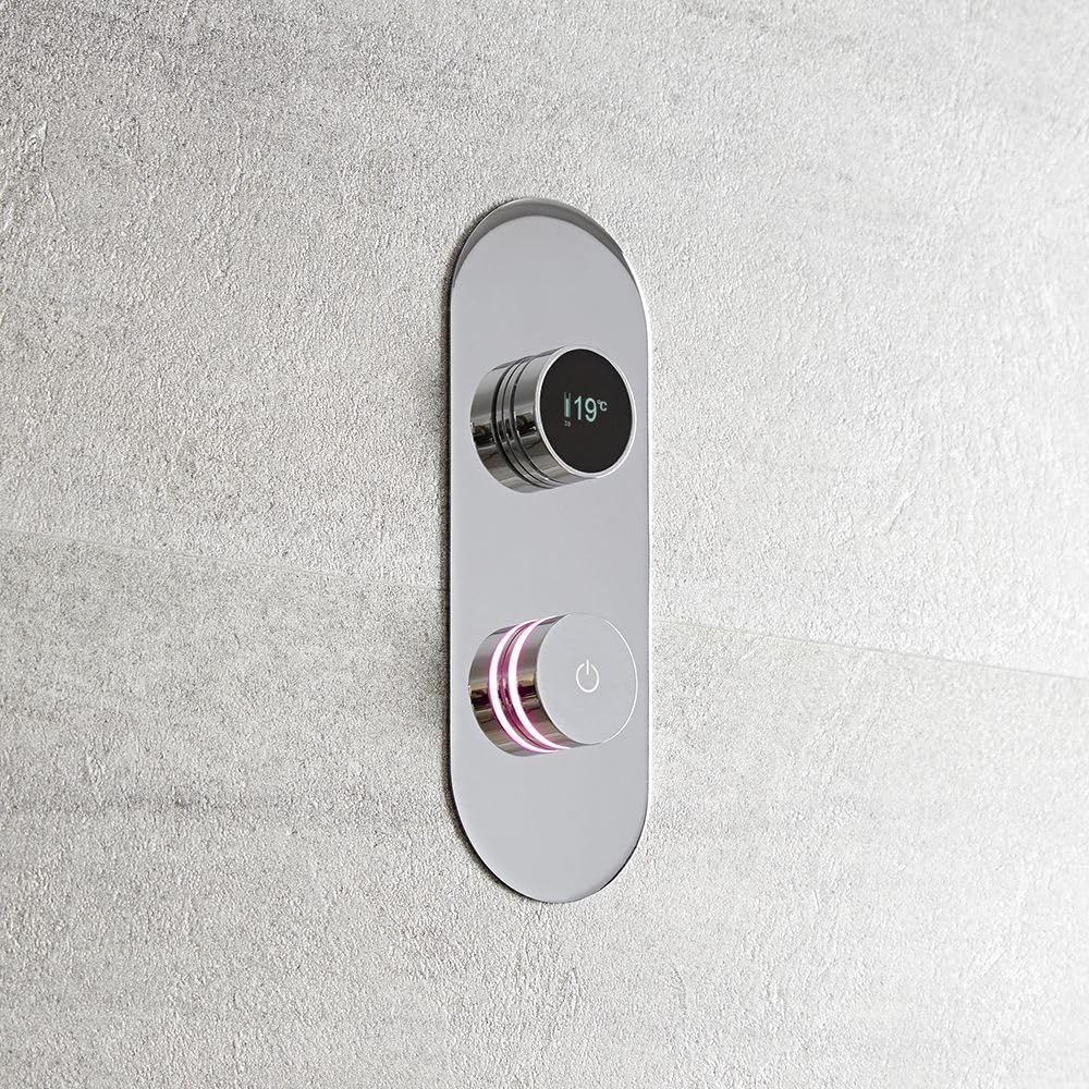 Milano Vis Digital 2 Outlet Thermostatic Mixer Concealed Shower Valve Oval Backplate - Chrome