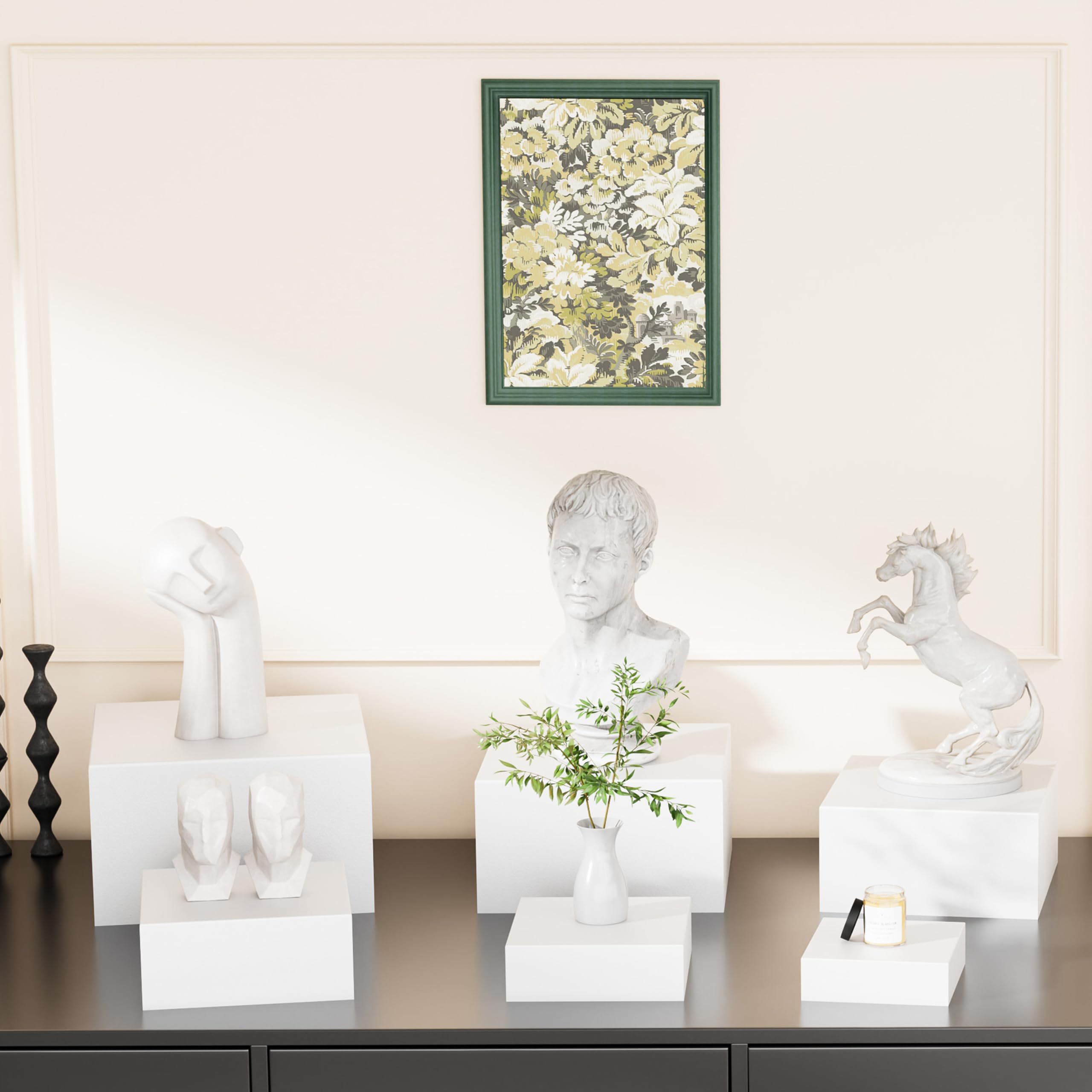 ihomecooker Elevadores de metal para bufé, 6 elevadores de alimentos para mesa de buffet de 5 a 10 pulgadas, soporte de exhibición para catering, postre, cajas de cubos blancos, elevadores de