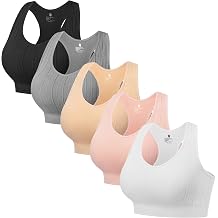 HBselect 5 Pack Sport Bras for Women, Seamless Comfortable Yoga Bra with Removable Pads