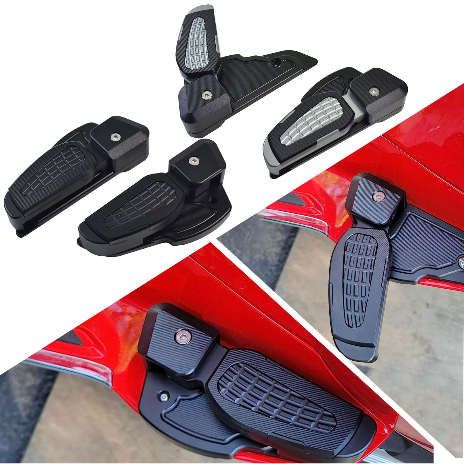 Moto Passeggero Posteriore Pedane Pedali Poggiapiedi Scooter Pedana Mmoto Modifica Pedale Alluminio per Vespa Primavera 125/150 Sprint 125/150 2015-2025 (Nero)