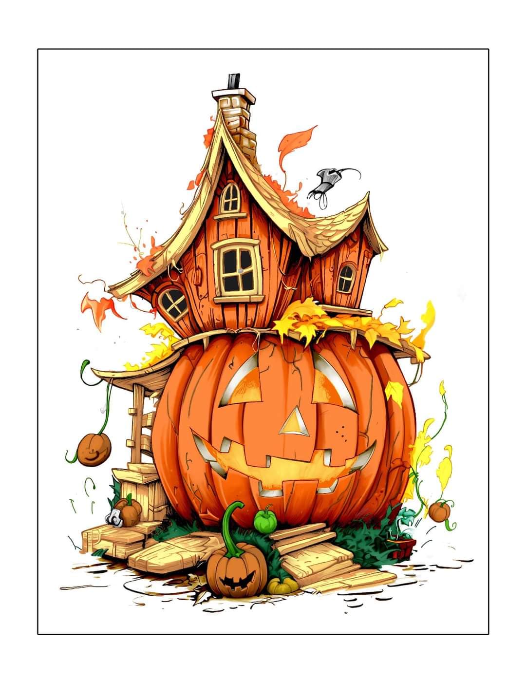 Pumpkin Homes Coloring Book Halloween Adult Coloring Book