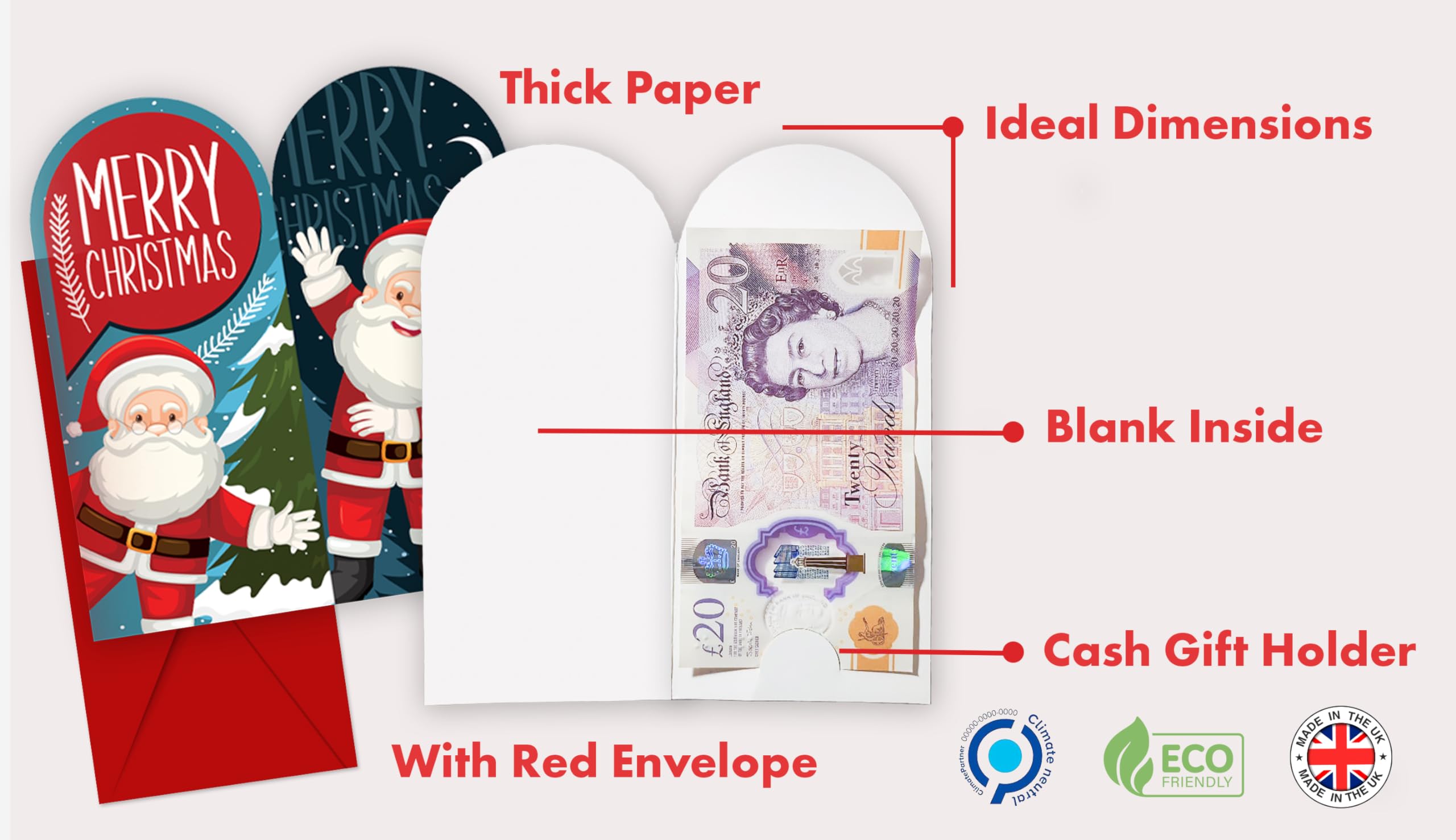 Christmas Money Wallet and Envelopes for Cash Gifts 4/12/24 Pack, Xmas Greeting Cards Multipack - Image 2