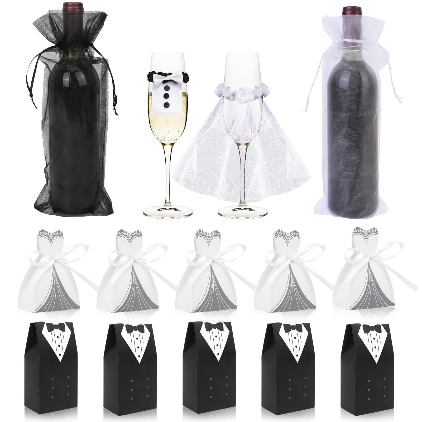 DPKOW Bridal Accessories, 4pcs Wedding Novia y Novio Cajas de Dulces para decoración de Mesa de Boda Regalo de Boda para Invitados Suministros de Compromiso