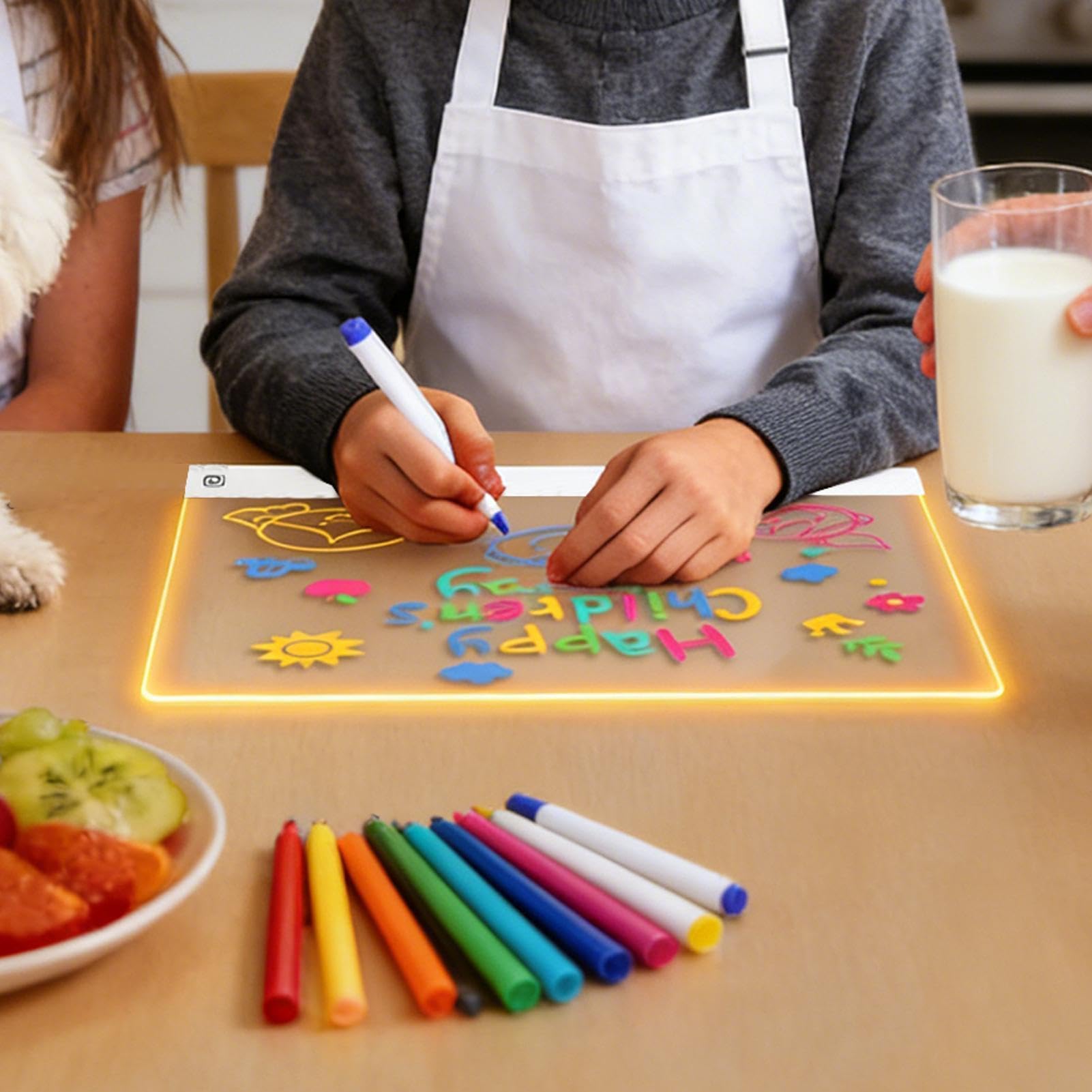 Lavagna LED Scrittura Pad Acrilico Luminoso Portatile | Tavoletta LED Disegno E Tablet Scrittura Per Bambini E Bambine Scuola Ufficio Casa Viaggio Classe Prescolare Sala Giochi