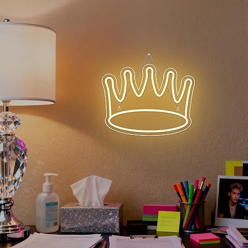 Miniatura 2 de Letreros de neón con corona LED, luz de neón grande, luces para colgar en la pared, decoración artística, luces de neón para dormitorio, habitación