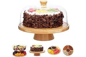 Multifunctional Bamboo Cake Stand with Lid