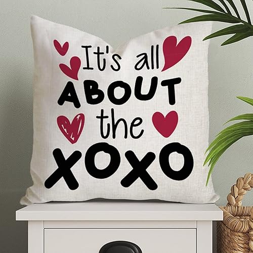 Its All The About XOXO Throw Pillow Cover Valentines Day Pink Romantic Pillow Case Wedding Engagement Anniversary Cushion Cover Decortaive