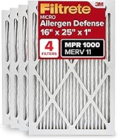 Filtrete 16x25x1 MERV 11 MPR 1000 Furnace Air Filter 4-Pack - Electrostatic Allergen Defense for Cleaner Home Air
