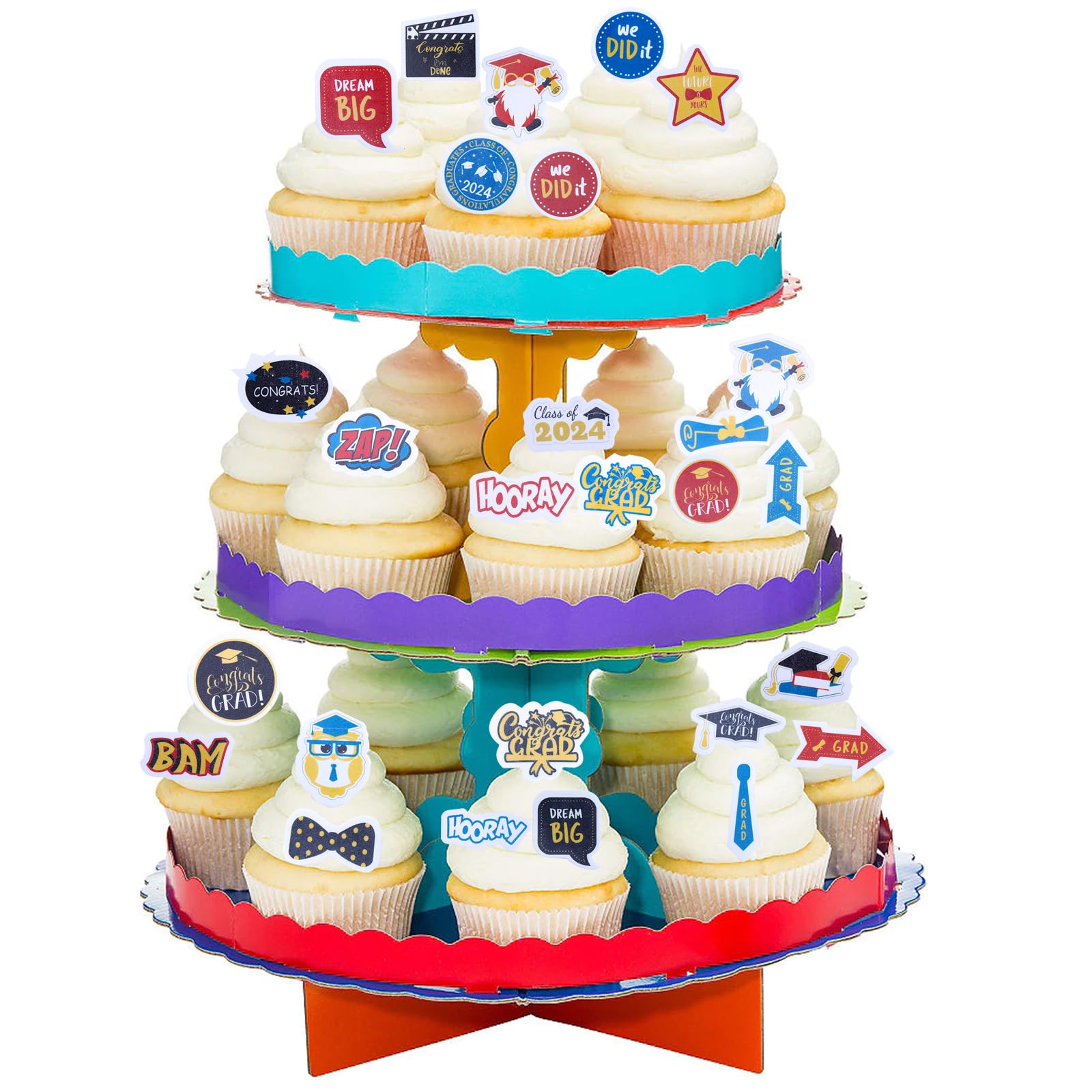 ENLACE Essbare Tortendeko Abschluss Deko für Torte,72 Stück Graduation Tortendeko Essbar,Esspapier Tortendeko Grade Cap Cupcake Topper Essbar,Kuchendeko für 2024 Abschluss Party Partyzubehör