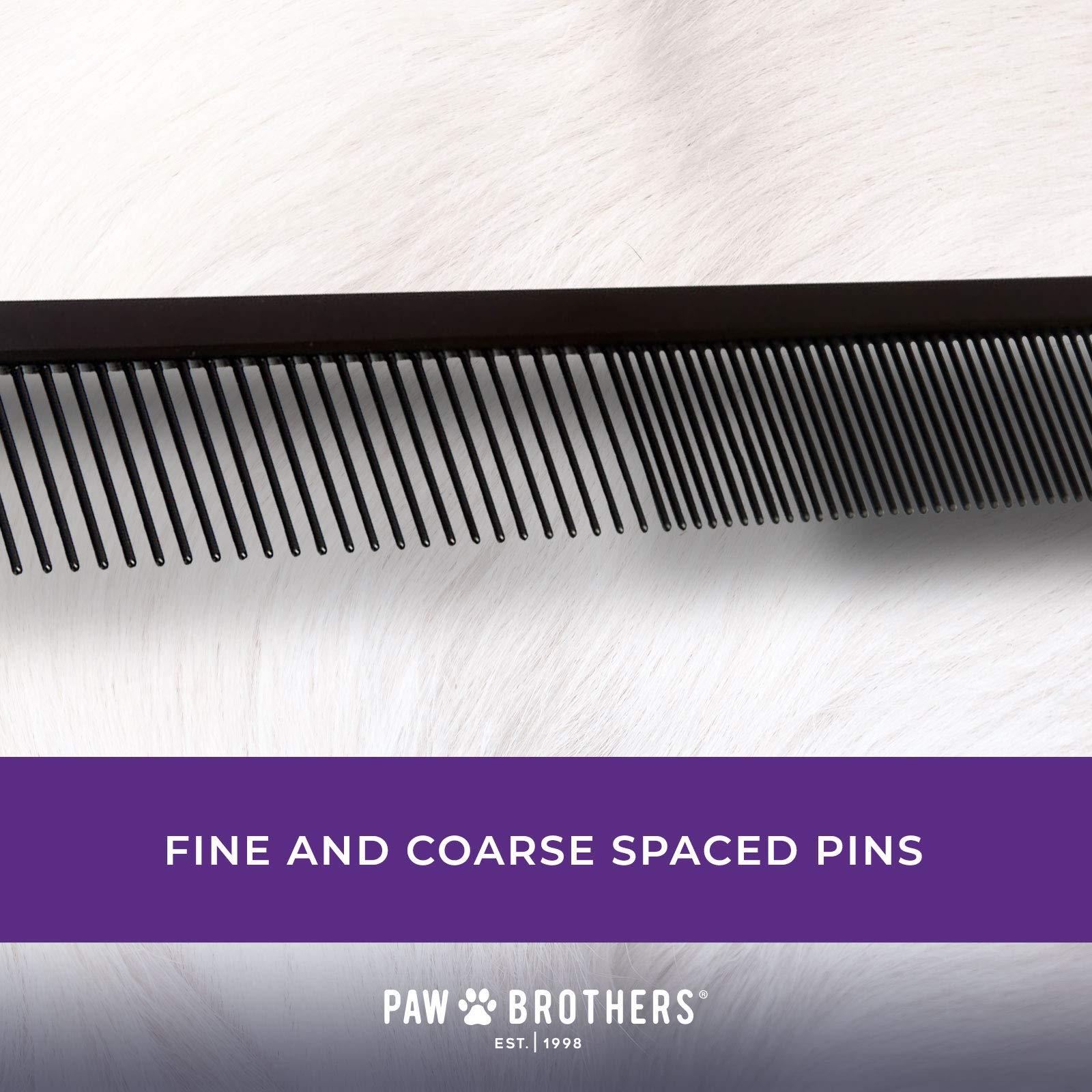 Ryan's Pet Supplies Paw Brothers - Peine estilo galgo para perros, herramienta de aseo de grado profesional, elimina nudos y enredos, teflón verdadero, mango fino/grueso, ergonómico, 7.5 pulgadas