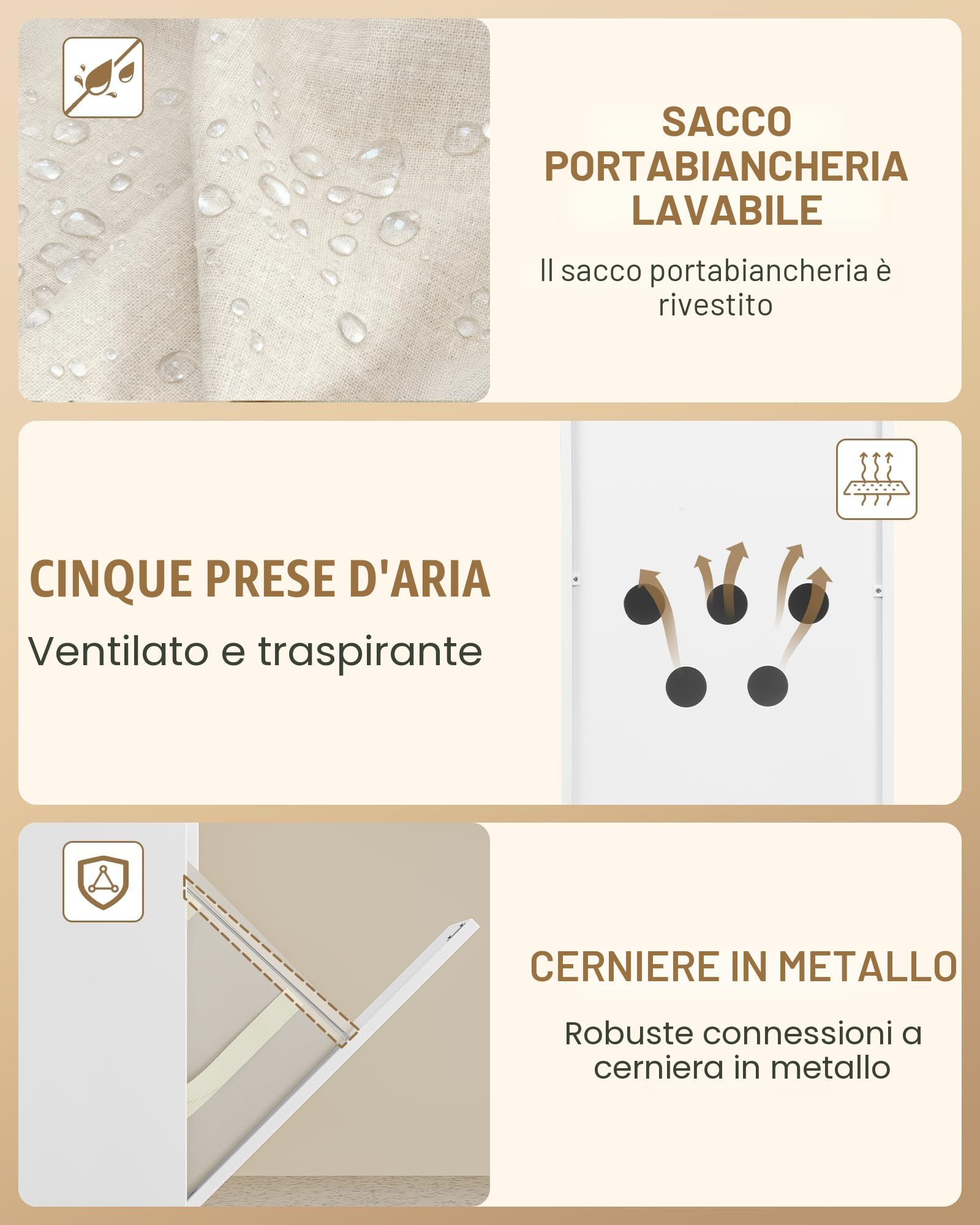 Hzuaneri Mobile Bagno, Mobiletto Bagno Salvaspazio, Con cesto portabiancheria pieghevole, per Bagnos, Soggiorno, lavanderia, 40 x 40 x 100 cm, Bianco BC42003X