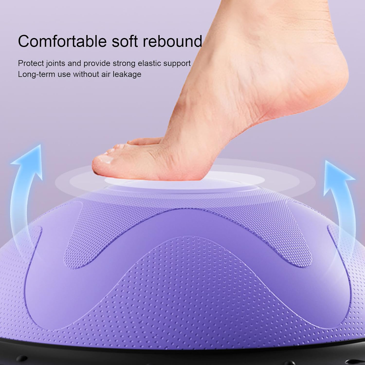 Half Balance Ball Trainer, Half Stability Training Equipment, Balance Strengthen Ball, 46x19cm, Core Muscle Training, Anti-Slip, Foldable Design, with Elastic Cord and Air Pump for Women Yoga Gym