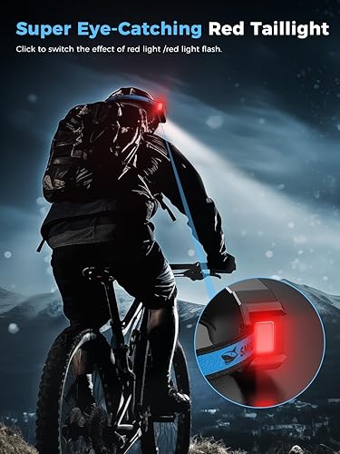 Miniatura 4 de Smiling Shark Faro delantero, 2 Pack de lámparas de cabeza LED recargable 6 modos 7* luces blancas 270  de ancho de iluminación sensor de movimiento