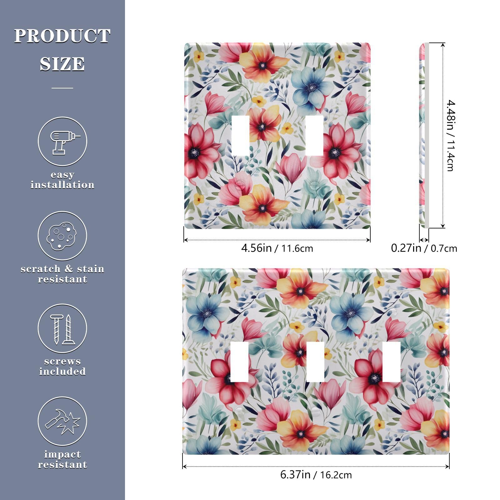 UMIRIKO Spring Floral Light Switch Cover Plate Covers Decorative Double Toggle Home Decor 202b3084