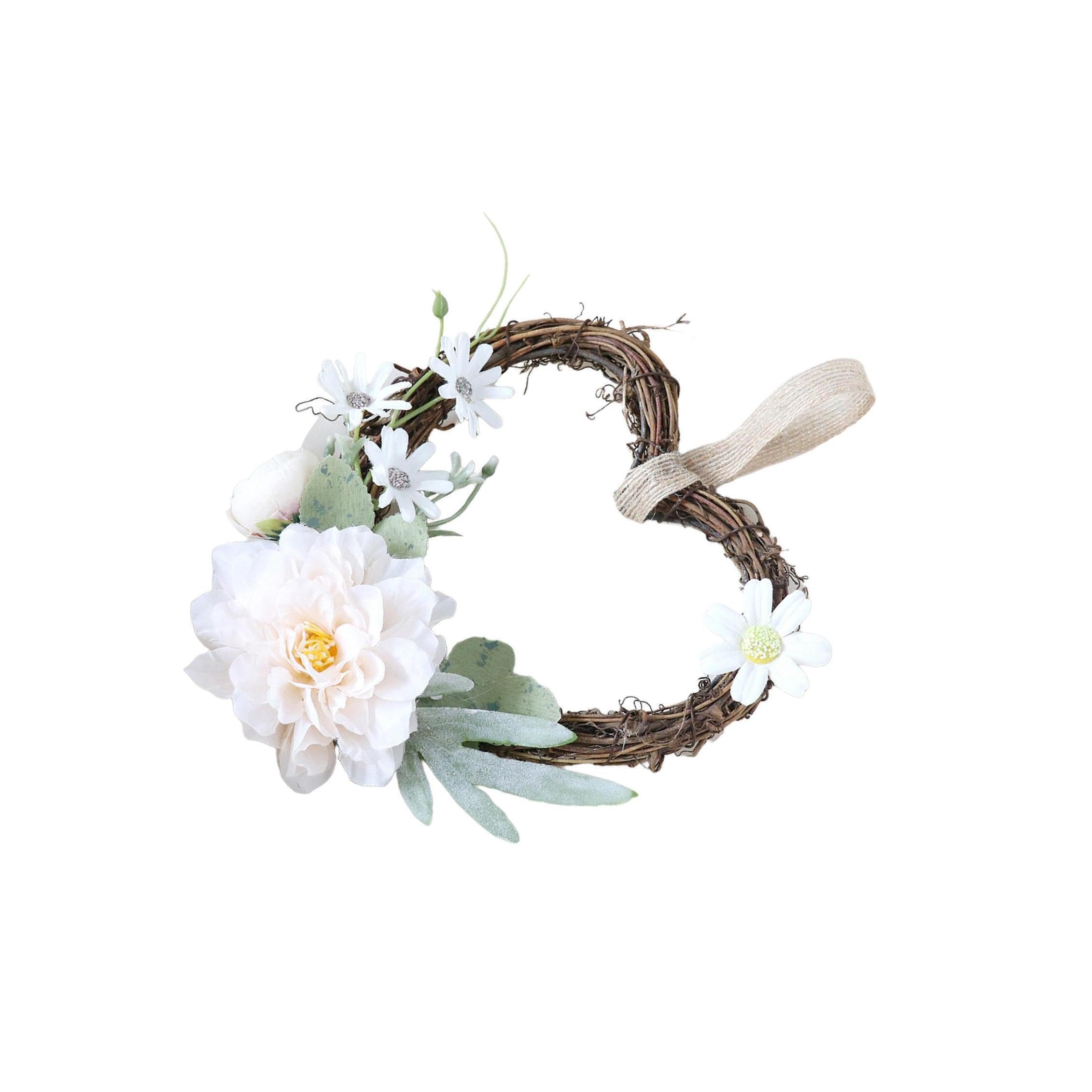 Zambuph Front Door Wreath Artificial Rattan Heart Garland Lightweight Summer Flowers Beautiful Home And Celebrations Artificial Wreath Rattan Heart Garland