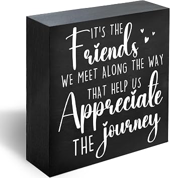 Its the Friends We Meet Along The Way Wooden Box Sign, Inspirational Quote Friendship Decor for Home Living Room Shelf Table Decoration, Gift for Friend and Family Member -A22