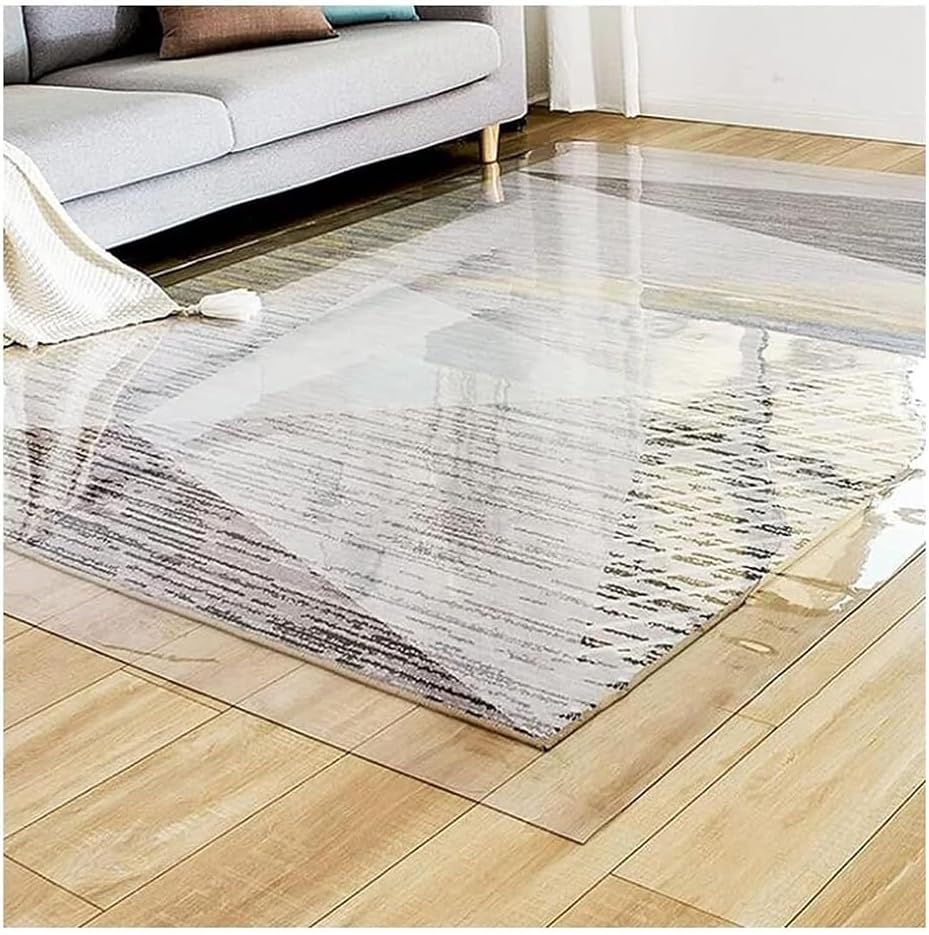Clear Vinyl Plastic Floor Runner, 2mm Thick Non-Skid Waterproof Transparent Carpet Protector, Hallway Hardwood Floors Mat(61x244cm)