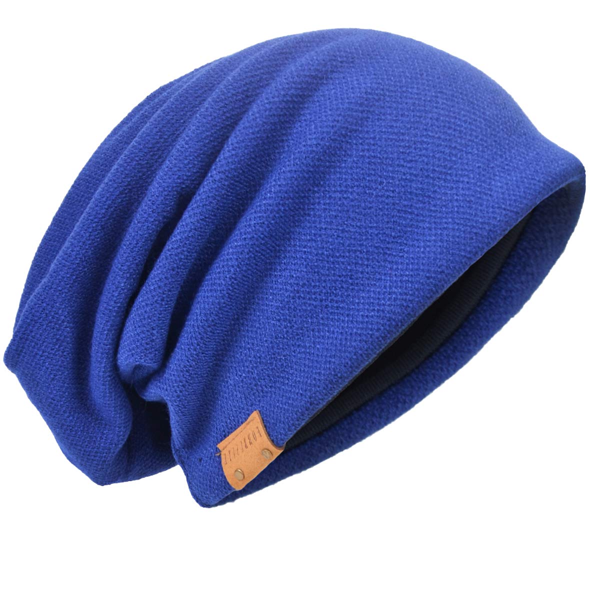 Hisshe Men's Solid-Royal Blue Oversized Knit Beanie Hat Baggy Slouchy Double-Layer Skull Cap B011s (Solid-Royal Blue)