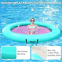 Vista 3 de Hamaca inflable de agua, muelle flotante, anillo flotante redondo, hamaca flotante inflable para lago, barco, piscina, océano, hamaca flotante Verde