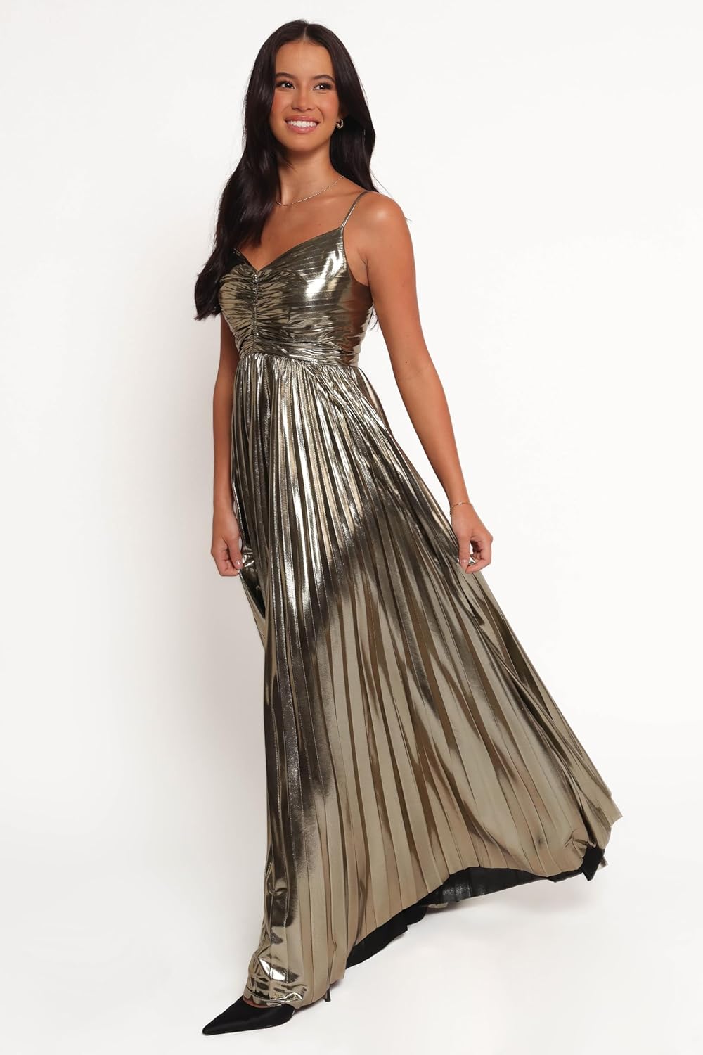 Petal & Pup Women's Naira Pleated Maxi Dress-Gold - Image 4