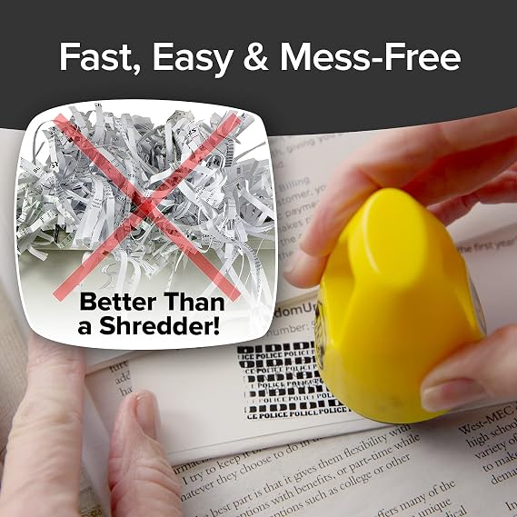 ID Police Identity Theft Protection Roller Stamp, Self-Inking, Mess-Free