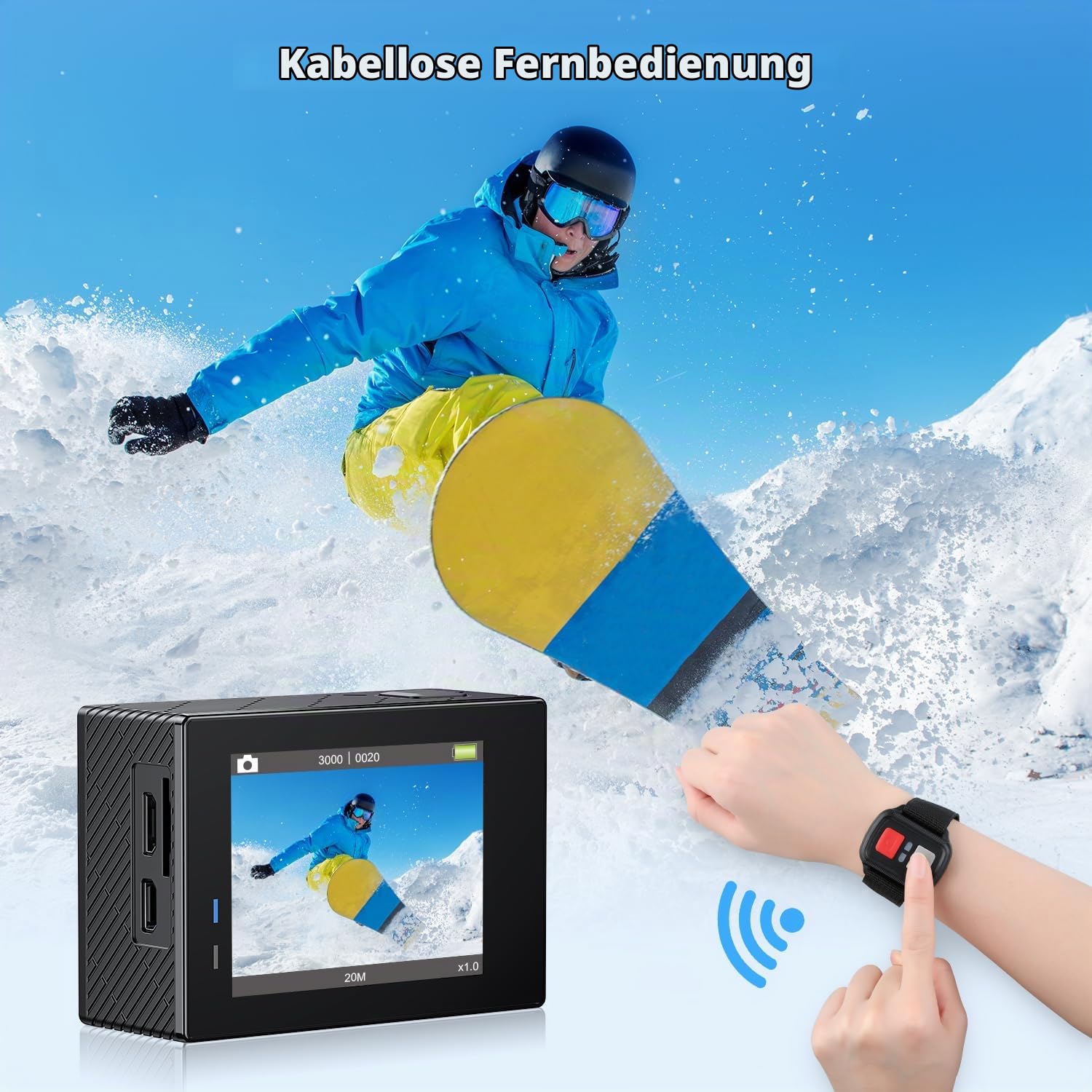 AKASO Action Camera 4K 20MP Action Kamera/Unterwasserkamera mit Bildstabilisierung Zoom Zeitraffer, 30m Camcorder mit Fernbedienung 2 Akkus und Zubehör Kit