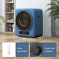 Vista 6 de Auertech Secadora de ropa portátil de 1.5 pies cúbicos, secadora eléctrica de carga frontal de 850 W con tambor de acero inoxidable, perilla