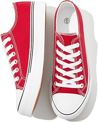 FRACORA Womens White Black Canvas Sneakers Low Top Canvas Shoes for Women Tennis Shoes
