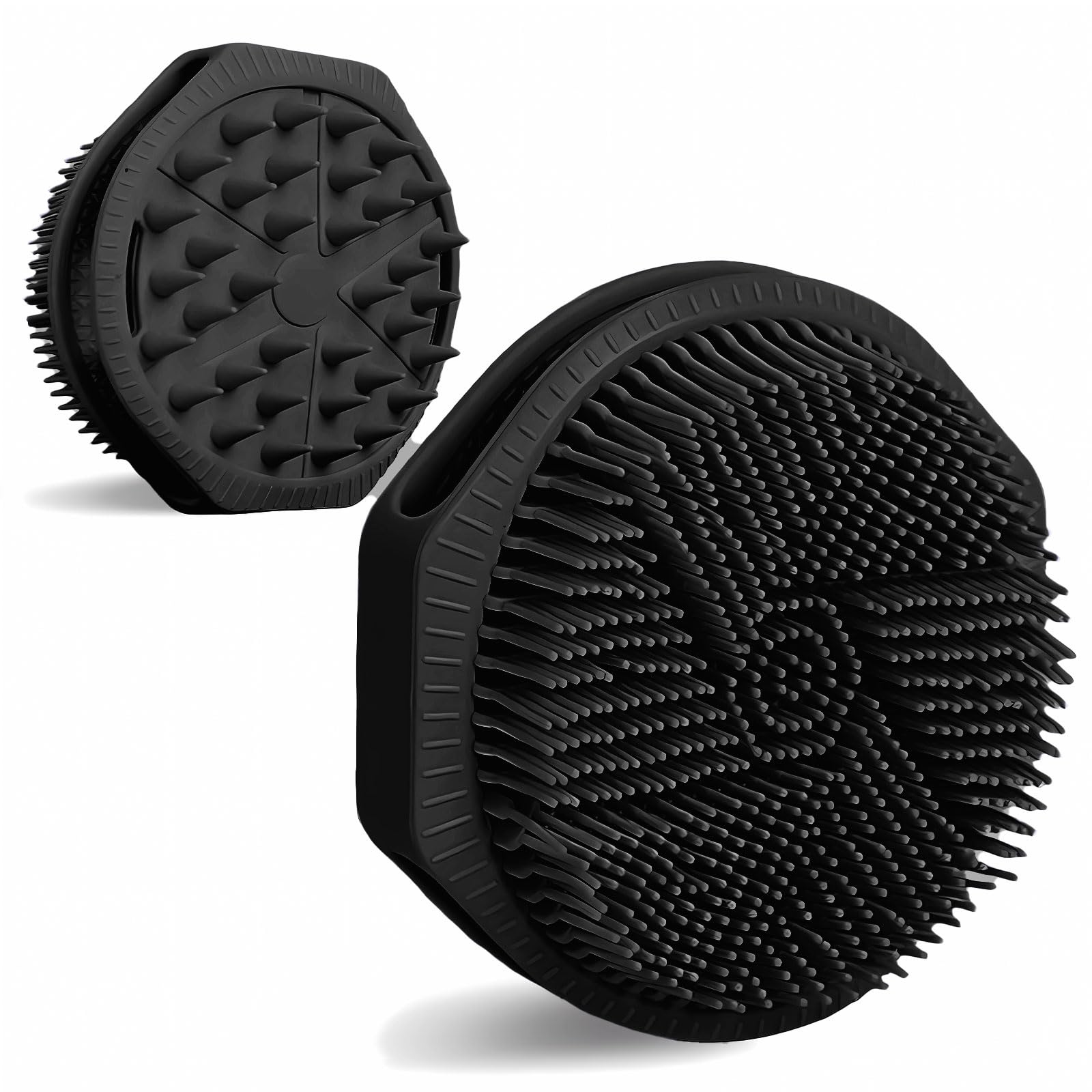 OTHIX Dual-Sided Silicone Body Scrubber, 2-in-1 Silicone Loofah for Shower Exfoliating Body Brush Buffer Scrubber for Men and Women for All Skin, Scalp Massager Lather Well＆Easy to Clean (Black)-image-18