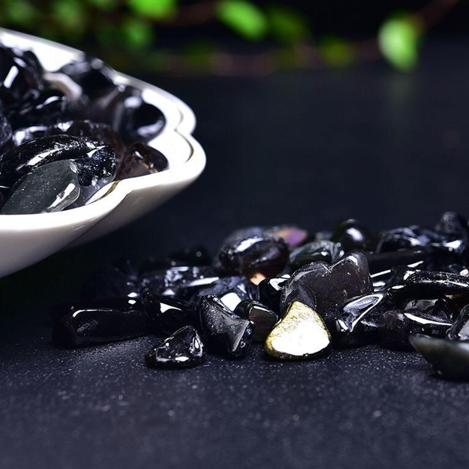 2.2lb/1kg Piedra Triturada de Virutas Caídas a Granel | Pequeñas Piedras Pulidas de Obsidiana Negra Natural | Cristal Curativo de Energía | Regalos | Reiki | Decoración del Hogar,7-9mm