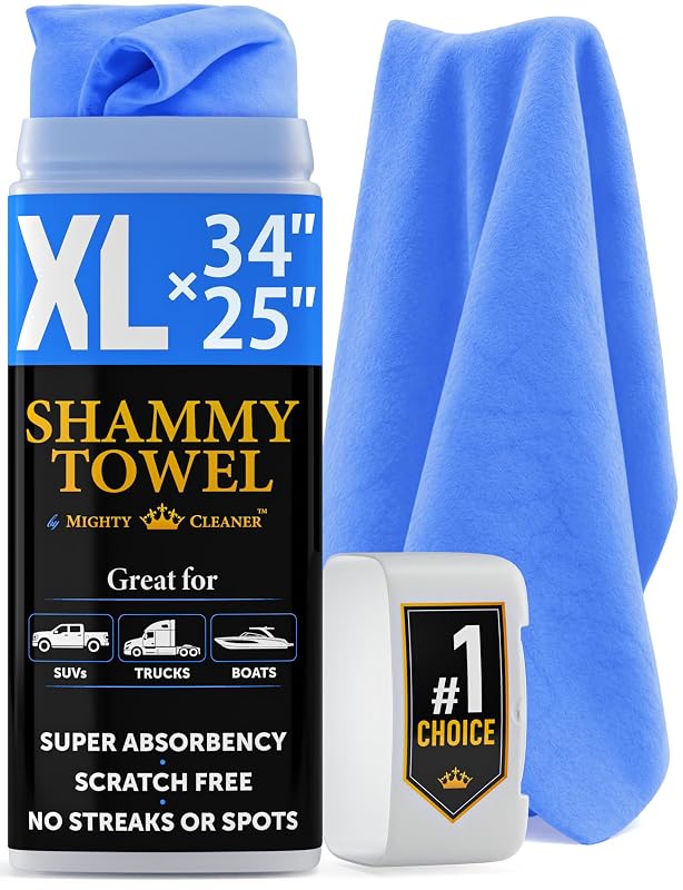 Toalha Camurça Sintética para Secagem Automotiva Mighty Cleaner XL Azul 63,5 x 86,4 cm, 1 unidade