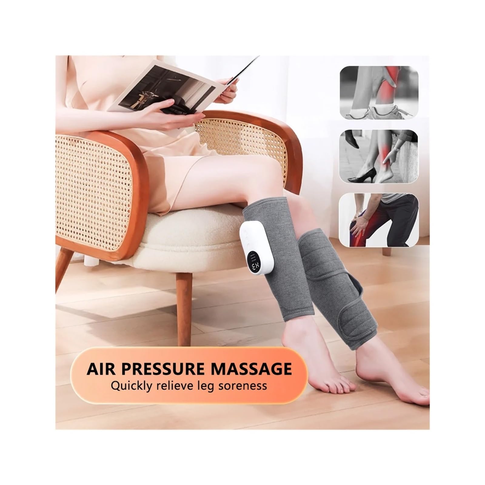 Máquina de masaje piernas con compresión aire, masajeador inalámbrico recargable por USB for relajación y alivio muscular para la mayoría de tamaños(Pink)
