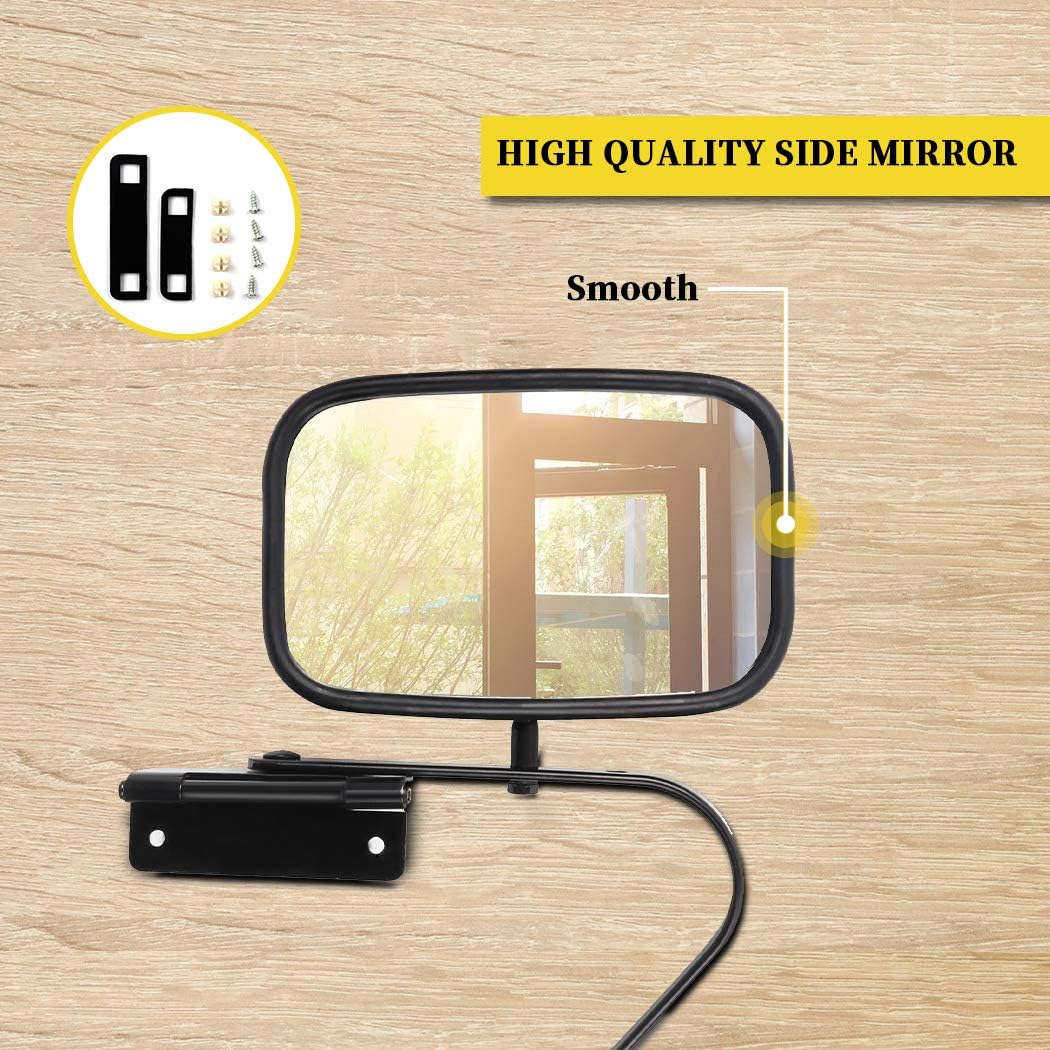 OCPTY Black Left Side Or Right Side Mirror Fit For 1984-1990 For Ford Bronco Ii Smooth Mirror Glass Manual Fold Non-Heated