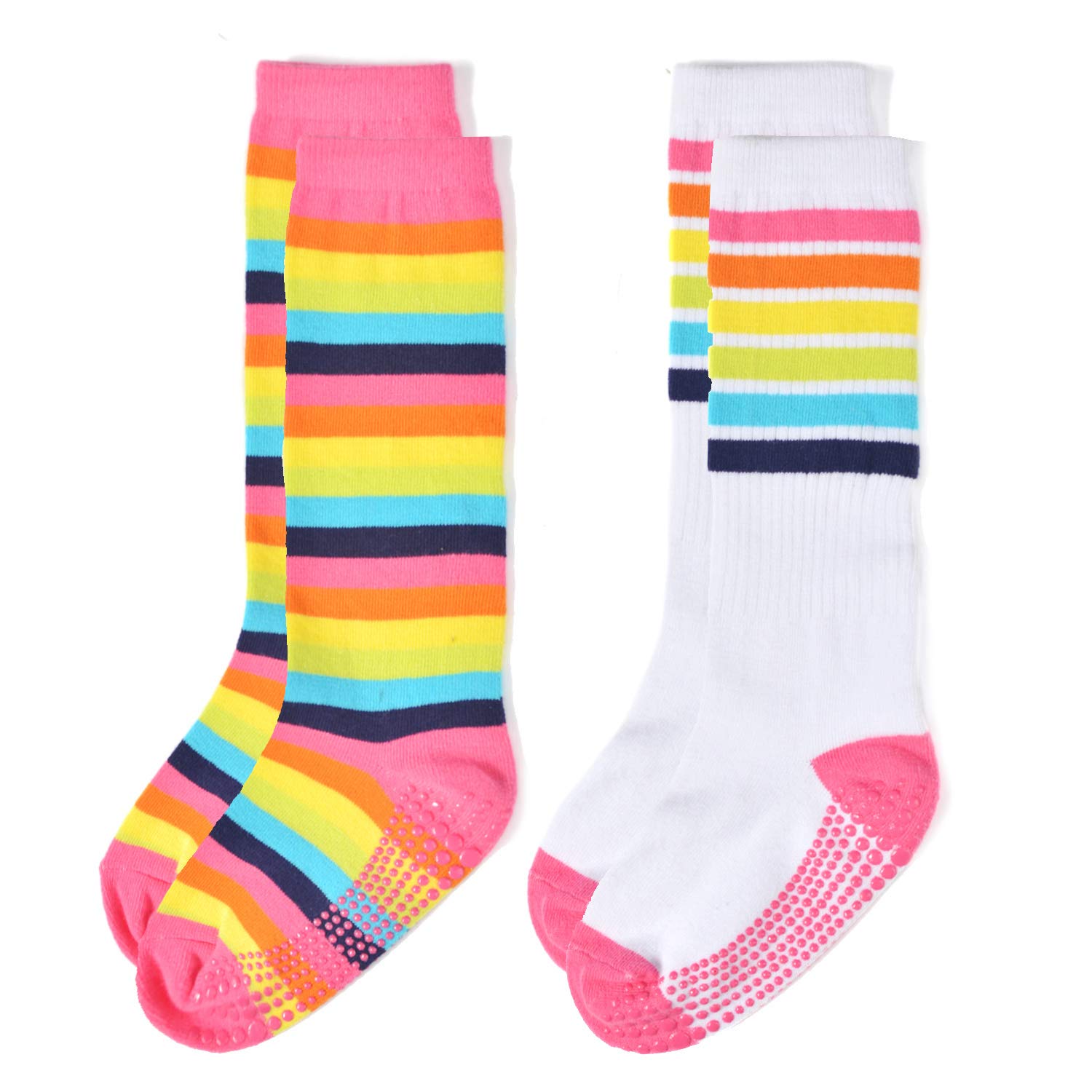 EPEIUS Baby Mädchen Regenbogen gestreifte Kniestrümpfe rutschfeste Uniform Tube Strümpfe Fußballsocken für Kleinkinder und Kinder
