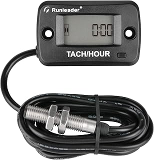 Runleader Rotating Shaft Hour Meter Tachometer, Drehzahl-Magnetaufnehmer, Wartungserinnerung, Display-Abschaltung für Rase...