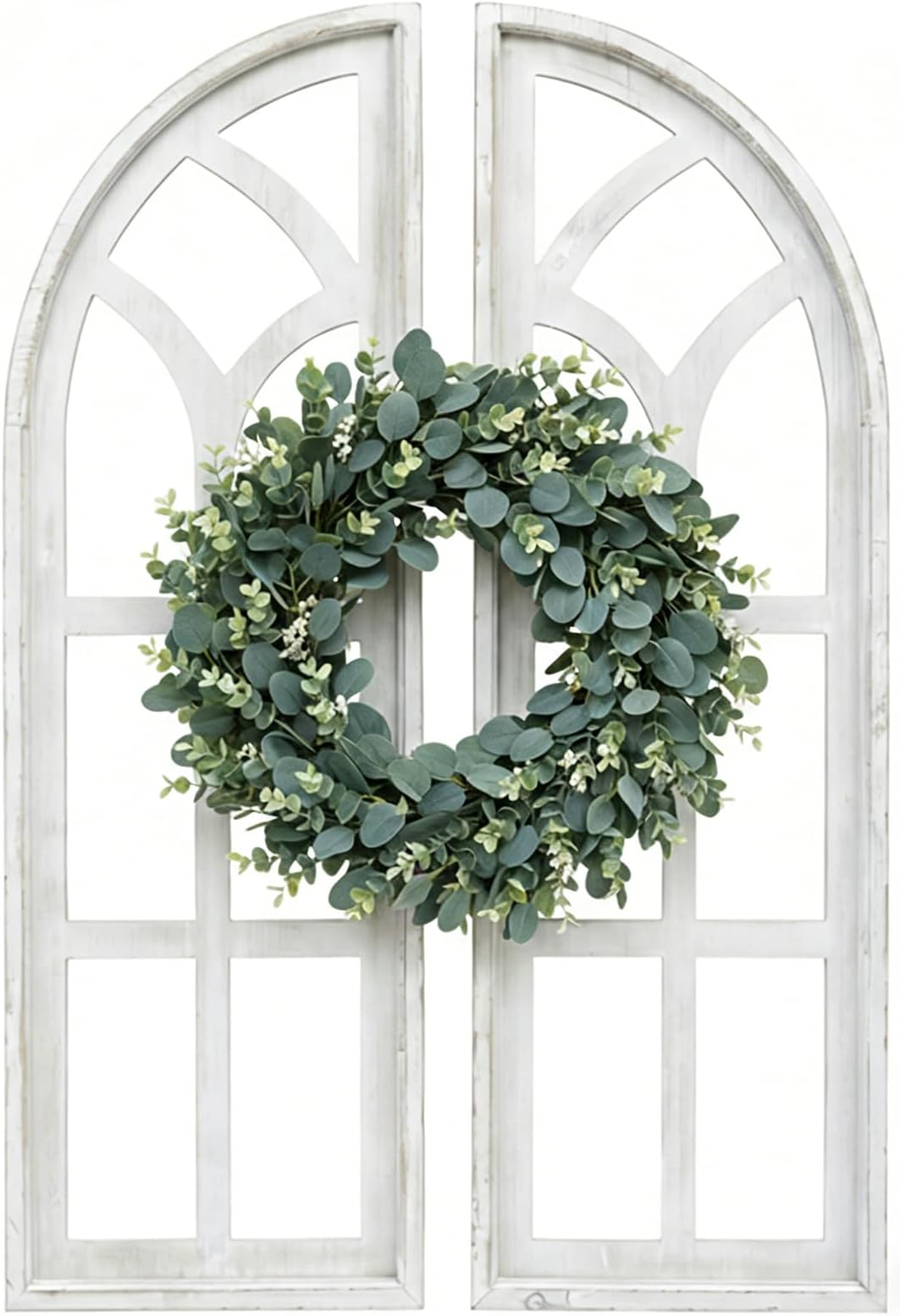 Set of 2 Cathedral Arch Window Frame Wall Decor - 36" Large Wood Wall Art