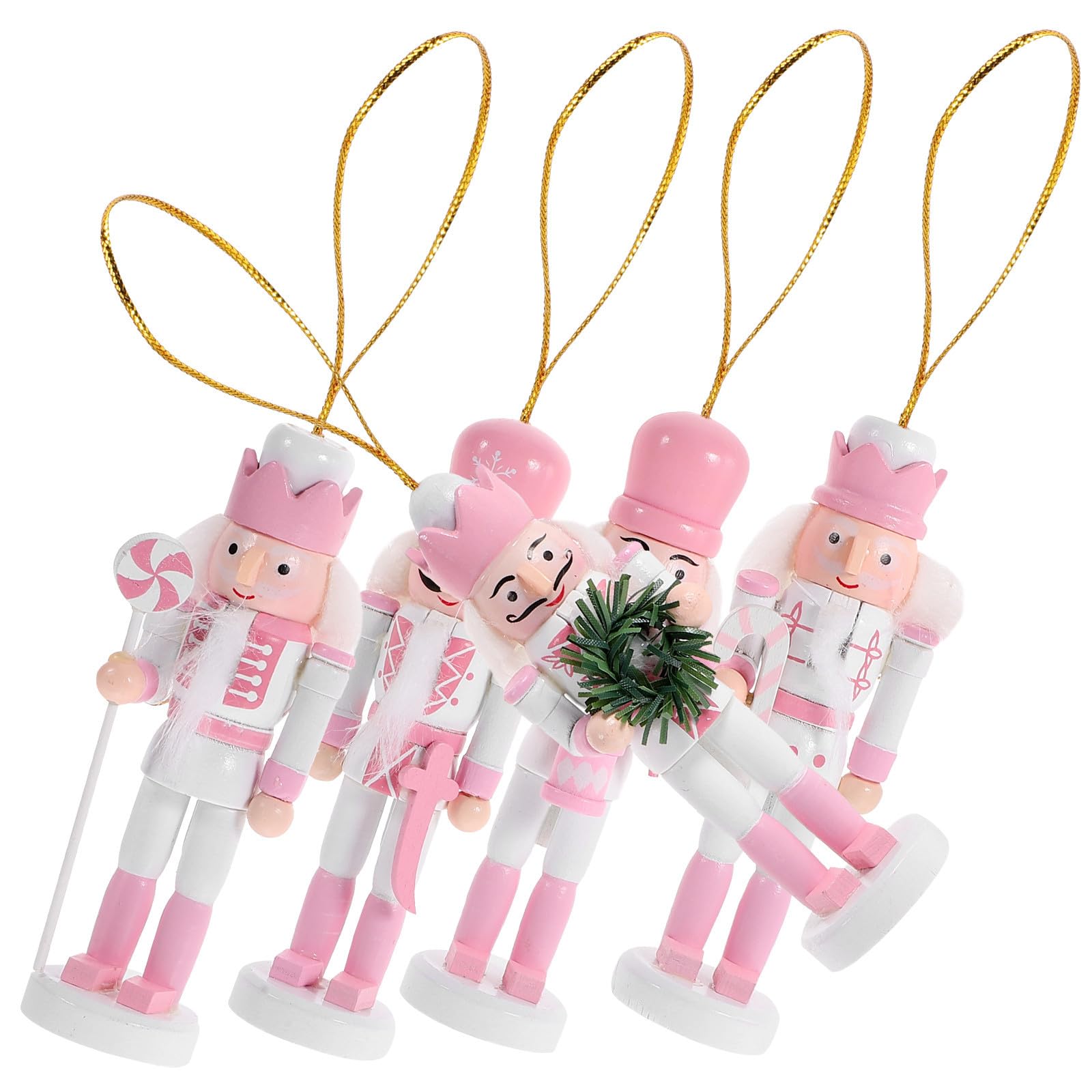 FRCOLOR 25 Piezas Cascanueces Colgante de Madera Rosa, Juego de Navideñas