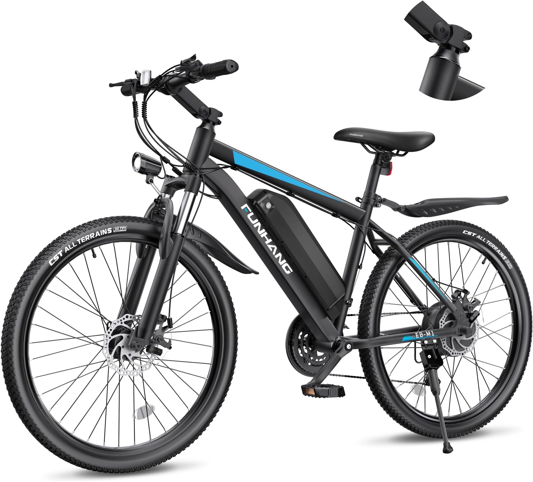Electric Bike for Adults, 26'' 750W Peak Ebike, Up to 50 Miles 21.7MPH Electric Mountain Bike with 48V 374.4WH Removable Battery, Adjustable Stem, Fenders, Lockable Suspension Fork, 21-Speed